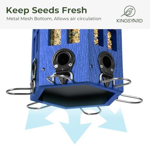 kingsyard hopper bird feeders for outdoors hanging, squirrel-proof, side view