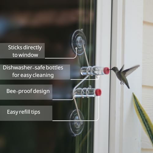 geometric window hummingbird feeder | copper and aluminum, close-up detail