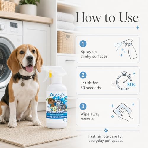 pet odor eliminator spray for strong smells, fragrance, side view