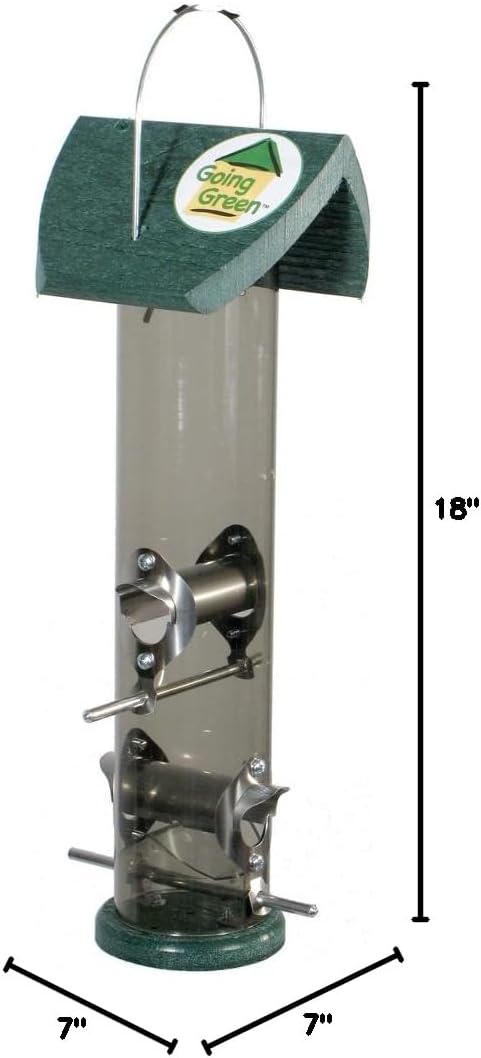 audubon going green tube mixed seed feeder model shown in use