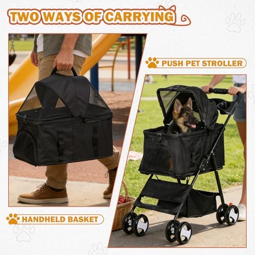 zeny pet stroller, 3 in1 foldable dog cat on a desk or shelf