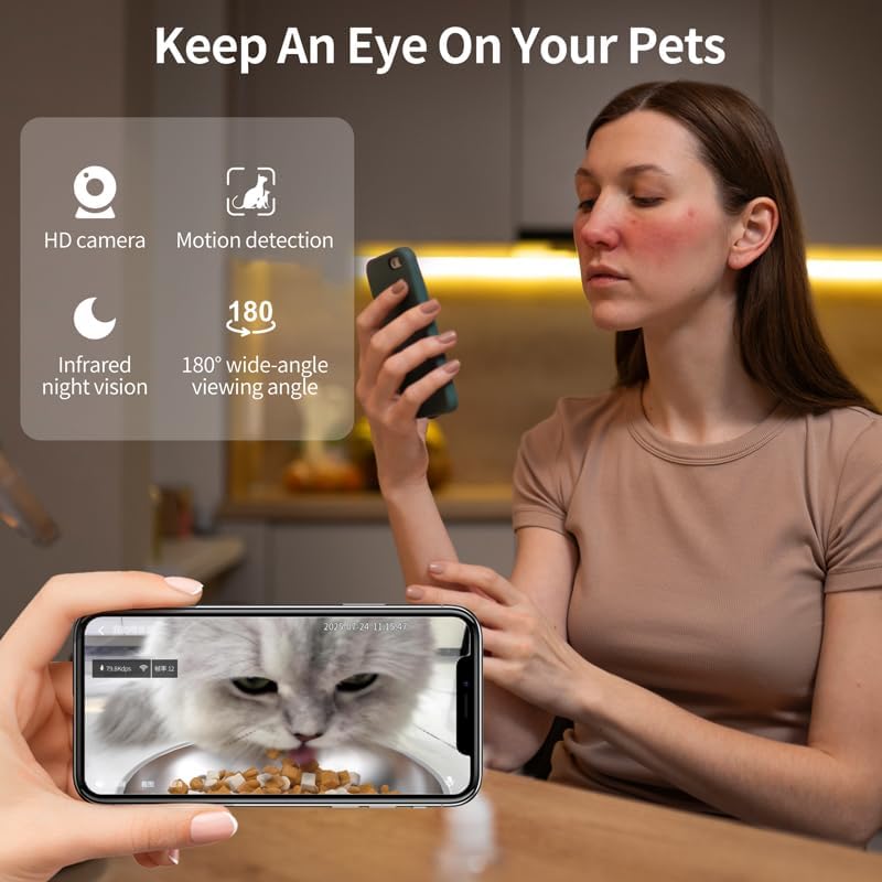 automatic cat feeder, 4.5l easy install pet food, close-up detail