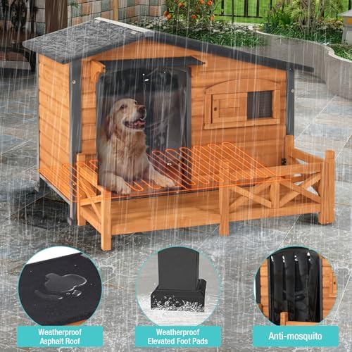 heated dog house for outdoor use with matel showing dimensions