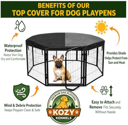 dog playpen w/octagon top shade cover - 40 shown in use