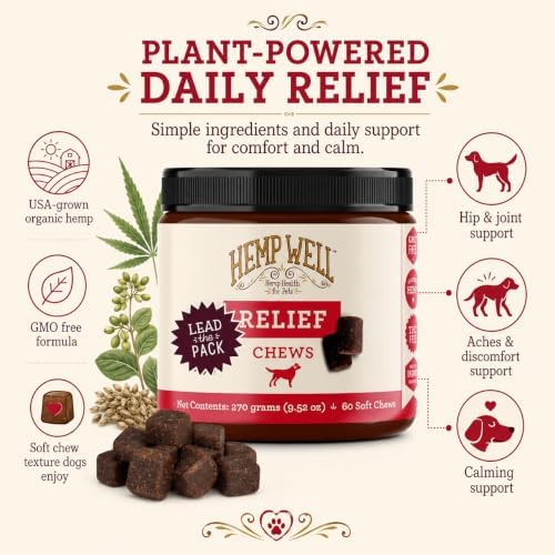 hemp well relief dog soft chews with organic, side view