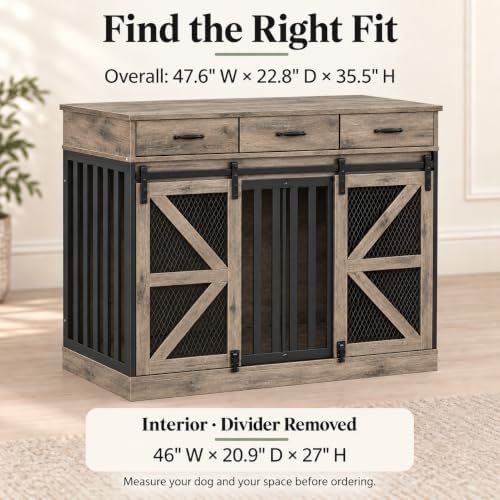kepptory furniture dog crate for medium or 2 shown in use