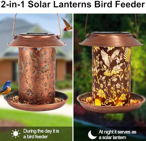 cardinal solar bird feeder outdoor waterproof hanging garden, close-up detail