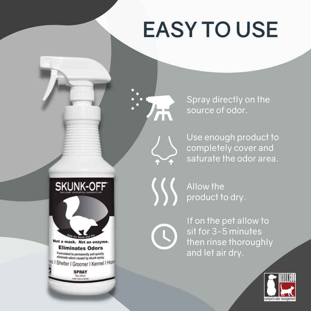 odorcide skunk off pet spray, 32 oz shown in use