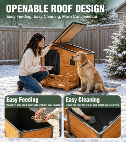 gutinneen heated dog house for outside iron frame, front angle view