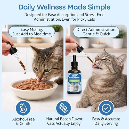 pet wellbeing kidney support gold for cats, side view