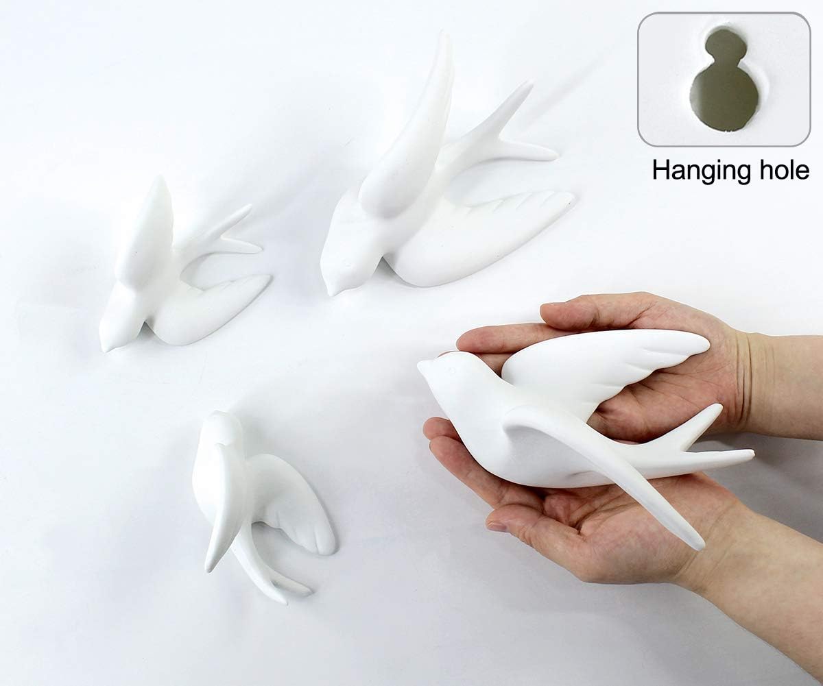 fanwnki ceramic flying birds sparrows wall mount hanging shown in use