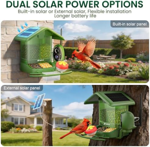solar bird feeder with camera 3k uhd adjust, side view