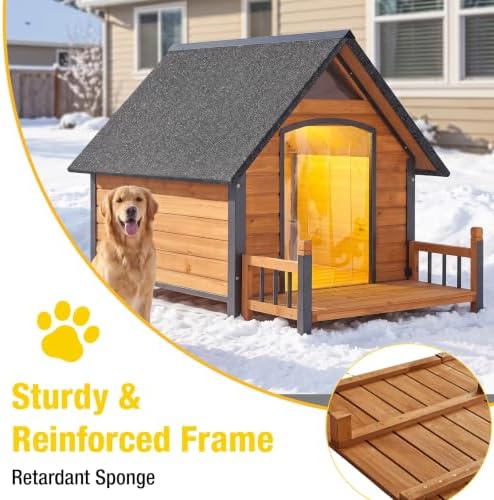 aivituvin heated outdoor dog house with adjustable heating, front angle view