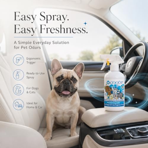 pet odor eliminator spray for strong smells, fragrance showing dimensions