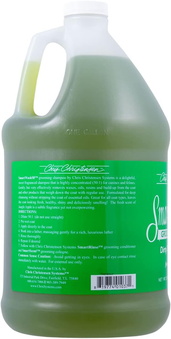 chris christensen jungle apple ultra concentrated dog shampoo, side view