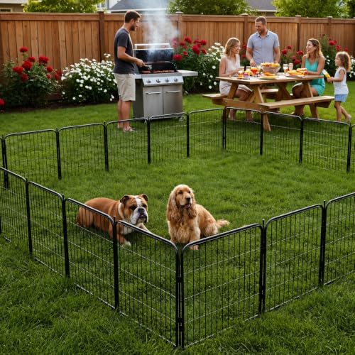 outdoor dog playpen - 40 inch, 8 panels shown in use