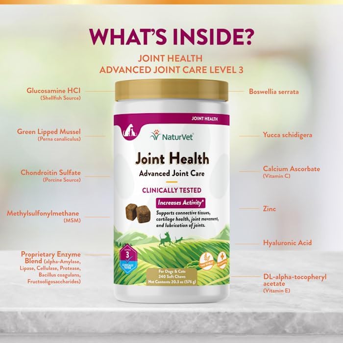 naturvet, joint health soft chews, 20.3 ounce, 240 showing dimensions