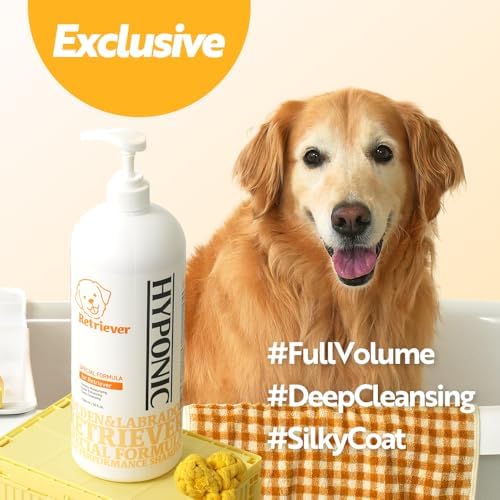 hyponic shampoo for retriever - hypoallergenic breed-specific shampoo shown in use