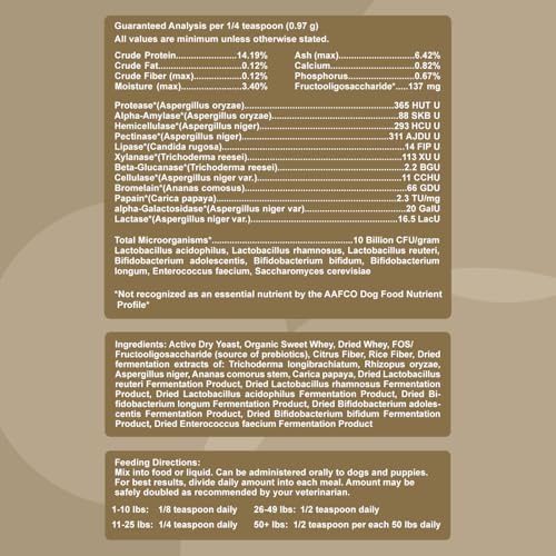 dogzymes probiotic max -10 billion cfu's probiotics, prebiotics showing dimensions