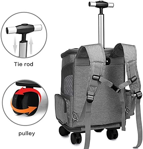 wheeled pet carrier backpack pet stroller, travel carrier shown in use
