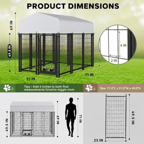oranland 6x4x6 ft dog kennel outdoor for large shown in use