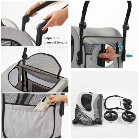 xl extra large dog stroller, all-terrain 4 wheel, side view