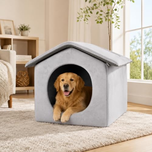 indoor dog house large dog tent with enclosed, front angle view