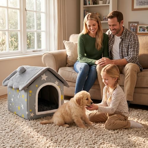 dog house indoor portable puppy cave cat nest showing dimensions