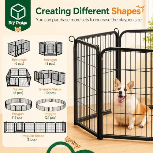 yaheetech dog playpen 24in 16 panels pet fence, side view