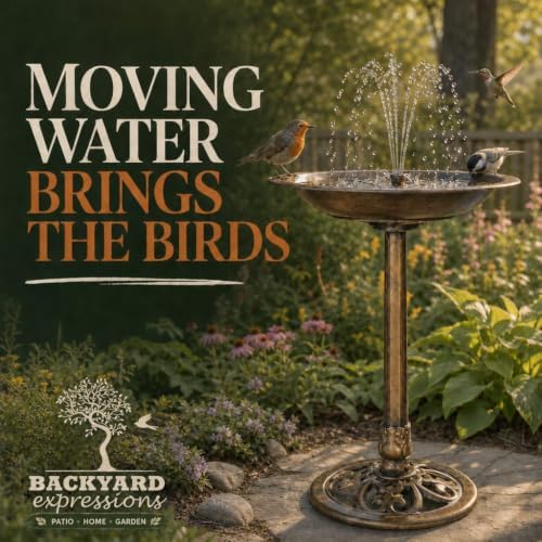 backyard expressions solar bird bath fountain for outside shown in use