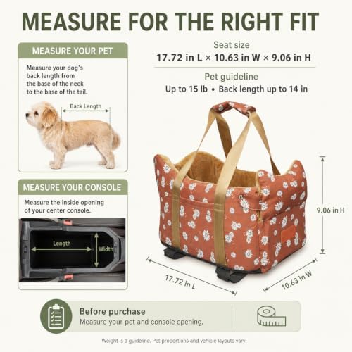 dog car seat for small dogs 5-15 lbs,cofe showing dimensions