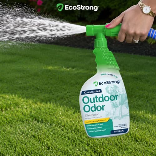 eco strong outdoor odor eliminator outside dog urine, close-up detail