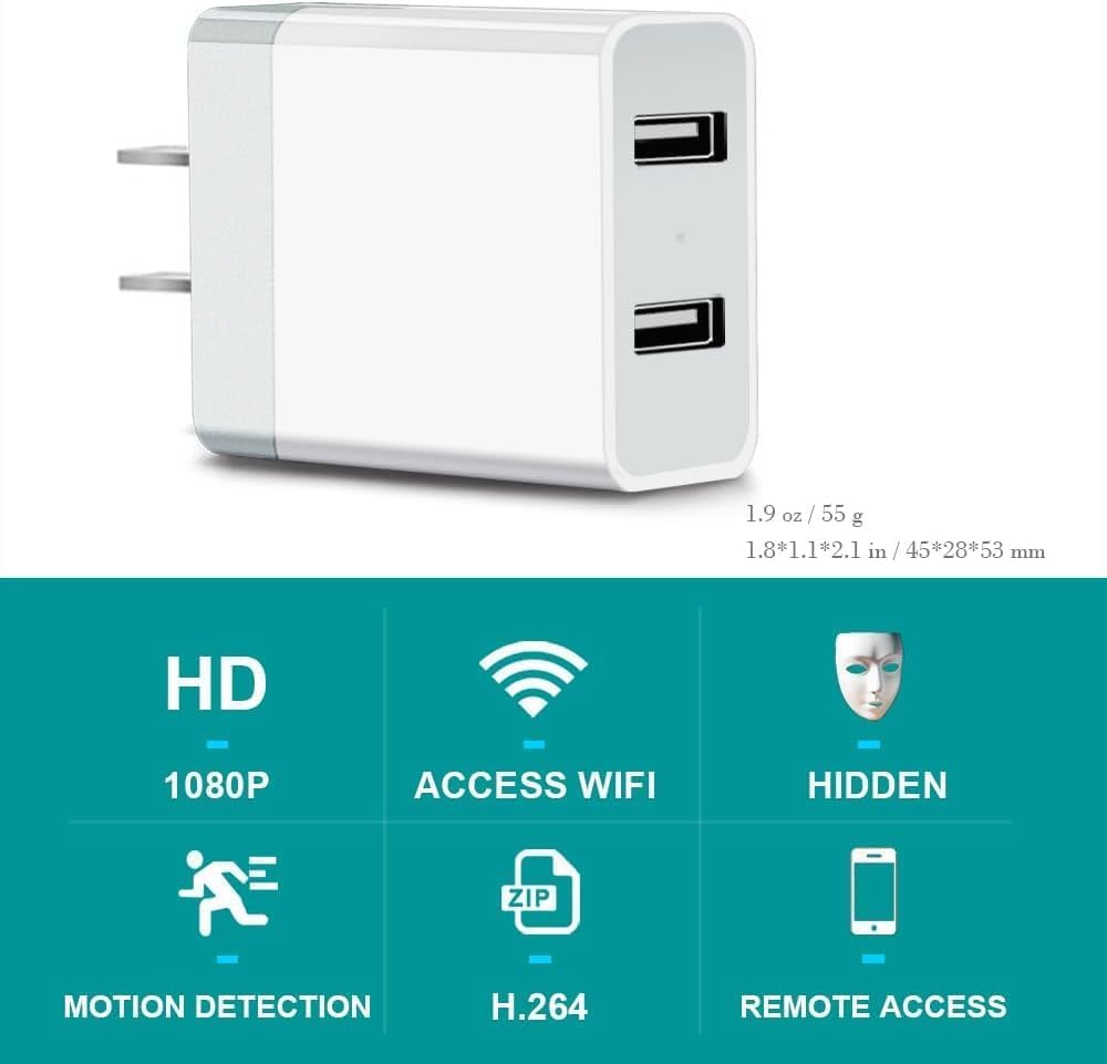 1080p charger camera,mini wireless wifi indoor security camera shown in use