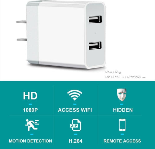 1080p charger camera,mini wireless wifi indoor security camera shown in use