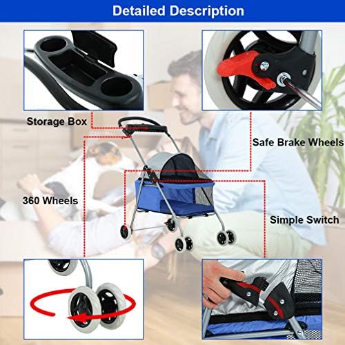bestpet foldable pet stroller for small/medium dogs and, close-up detail