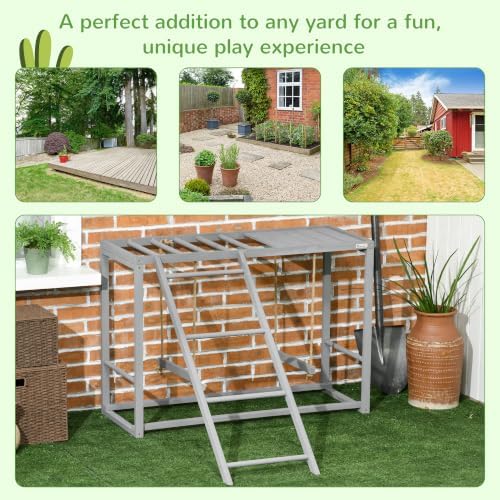 pawhut chicken activity play with swing set for, side view