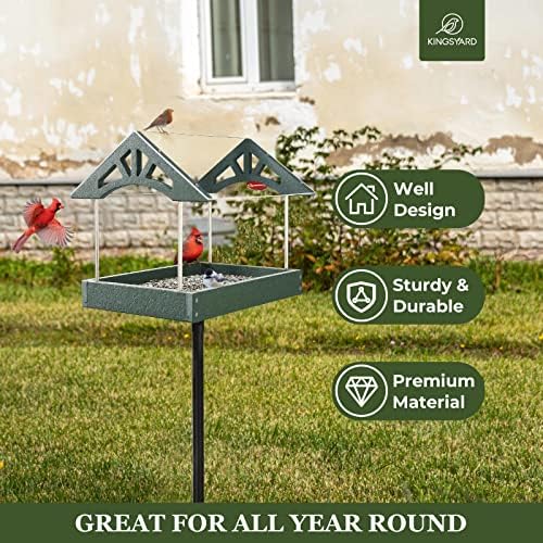 kingsyard large freestanding platform bird feeder for outside shown in use