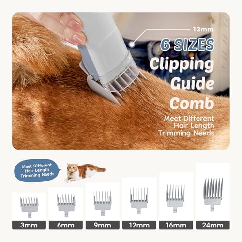 dumos dog grooming vacuum kit, pet hair clipper showing dimensions