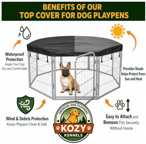 dog playpen w/octagon top shade cover - 32 shown in use