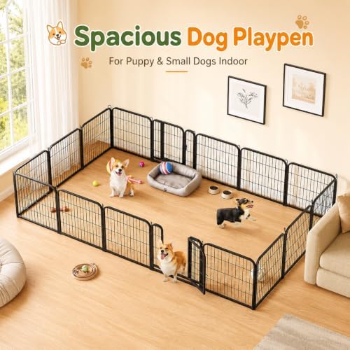 yaheetech dog playpen 24in 12 panels pet fence shown in use