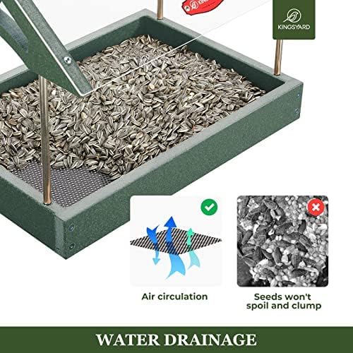 kingsyard large freestanding platform bird feeder for outside, side view