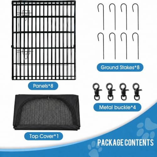 36"h dog playpen with top cover, 8 panel showing dimensions