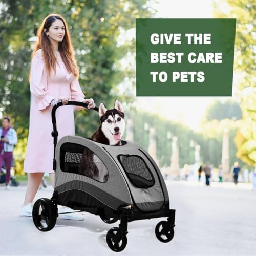 xl extra large dog stroller, all-terrain 4 wheel, front angle view