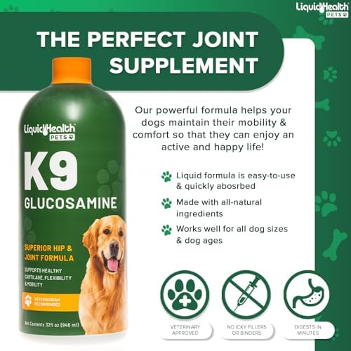 liquidhealth 128 oz k9 liquid glucosamine for dogs, close-up detail