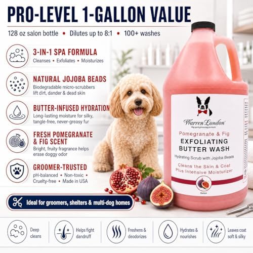 warren london exfoliating butter wash dog shampoo – shown in use