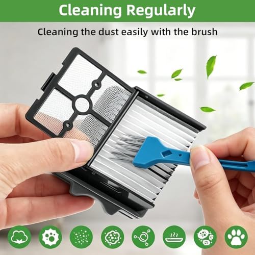 roller brush and filters replacement for tineco floor showing dimensions