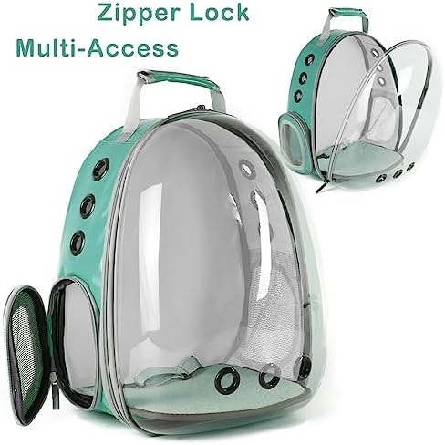 bird traval carrier cage, clear space capsule astronaut showing dimensions