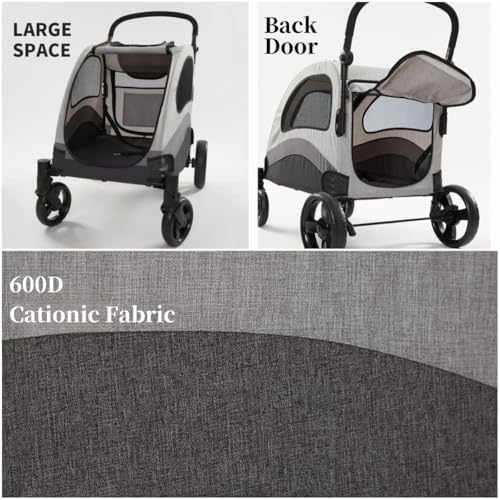 xl extra large dog stroller, all-terrain 4 wheel, close-up detail