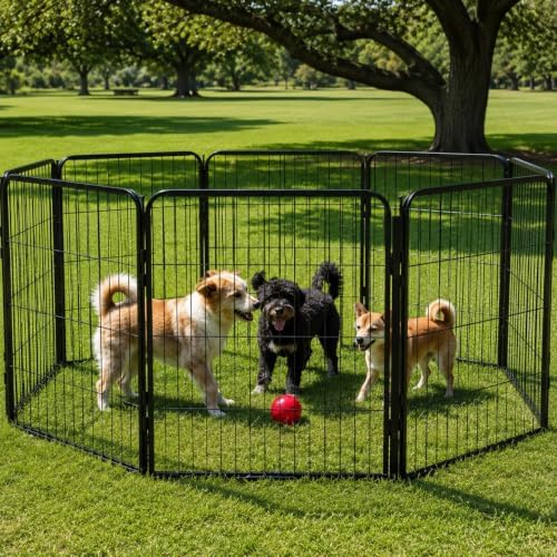 dog play pen for outdoor use - 32'' shown in use