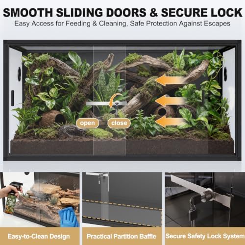 120 gallon reptile tank, 48"x24"x24" front opening reptile, close-up detail